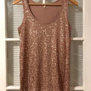 JCrew rose gold sequin tank top S